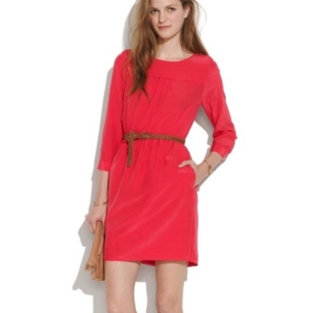 Madewell 100% Silk Day Dress in Hot Pink | EUC